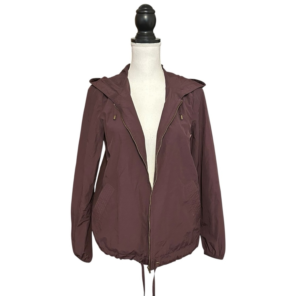 Eileen Fisher Womens Hoodedy Full Zip Hooded Jacket Size XS Eggplant Preppy